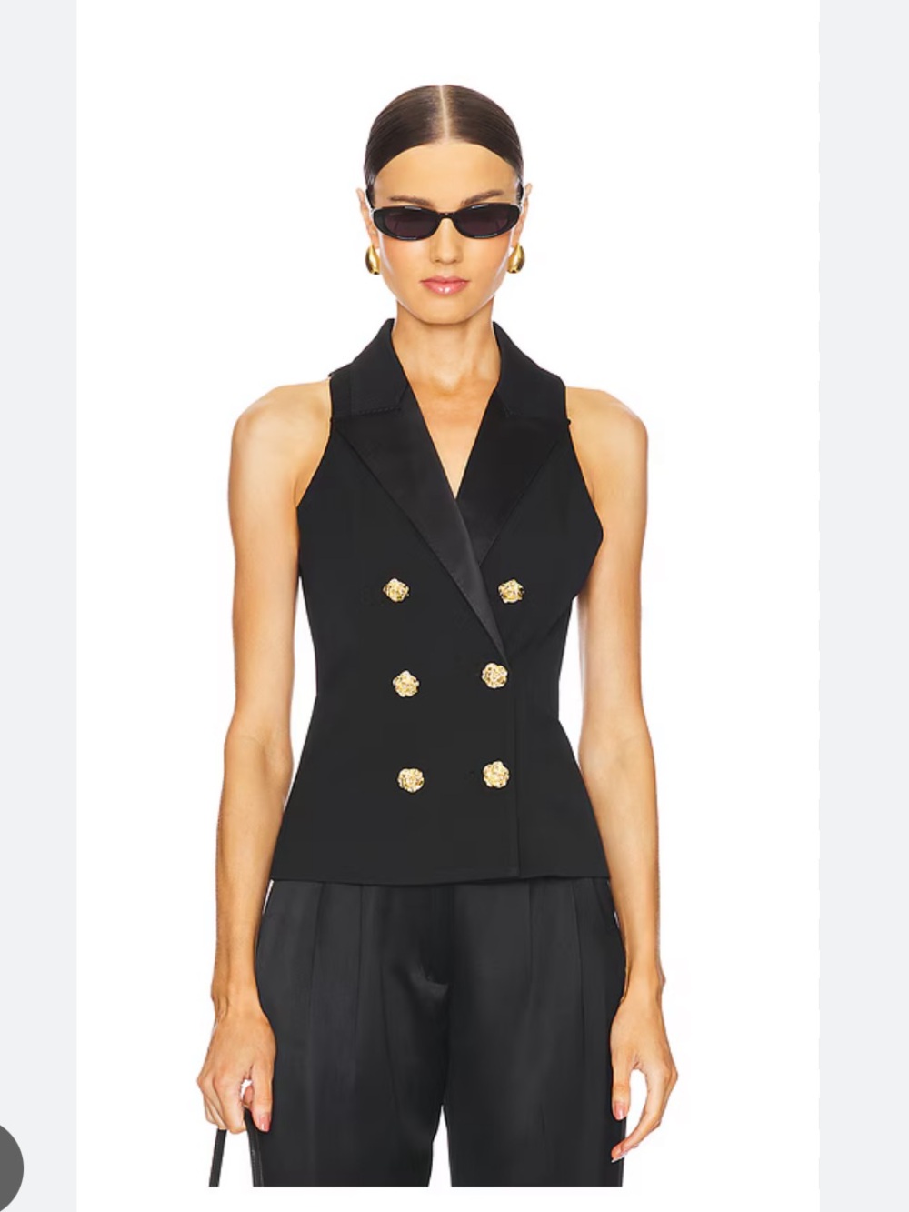 L'AGENCE Black Vesper Tuxedo Vest with Gold Buttons size 4 - Picture 3 of 4